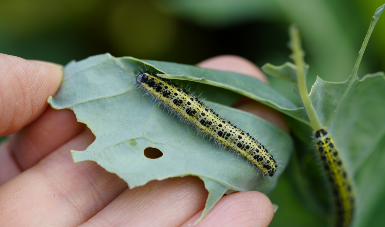 Schmetterlingsraupe auf einem Blatt